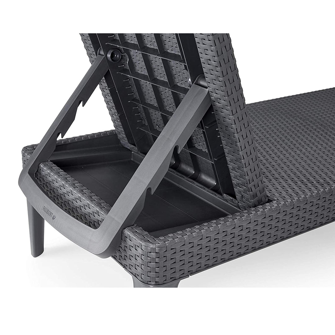 Nastavitelné zahradní lehátko Jaipur Sun Lounger v grafitové barvě + polštář na lehátko Jaipur, barva tmavě šedá, látka S-500, rozměry 190 × 60 cm