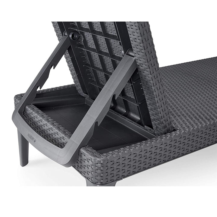 Nastavitelné zahradní lehátko Jaipur Sun Lounger v grafitové barvě + polštář na lehátko Jaipur, barva tmavě šedá, látka S-500, rozměry 190 × 60 cm