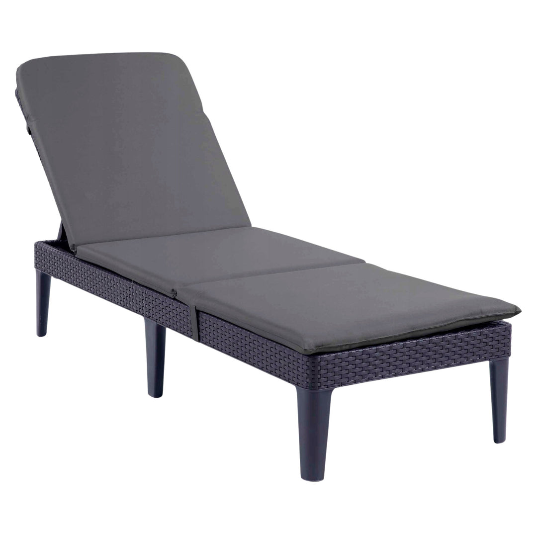 Nastavitelné zahradní lehátko Jaipur Sun Lounger v grafitové barvě + polštář na lehátko Jaipur, barva tmavě šedá, látka S-500, rozměry 190 × 60 cm