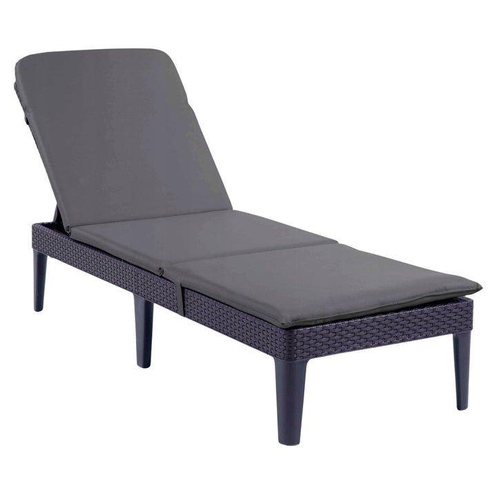 Nastavitelné zahradní lehátko Jaipur Sun Lounger v grafitové barvě + polštář na lehátko Jaipur, barva tmavě šedá, látka S-500, rozměry 190 × 60 cm