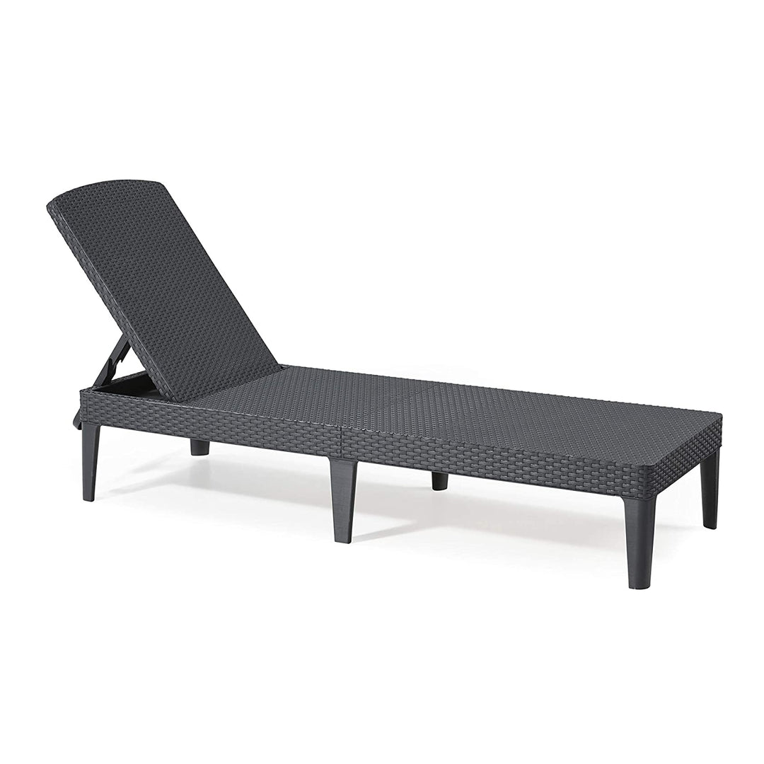 Nastavitelné zahradní lehátko Jaipur Sun Lounger v grafitové barvě + polštář na lehátko Jaipur, barva béžová, látka S-550 Melange, rozměry 190 × 60 cm