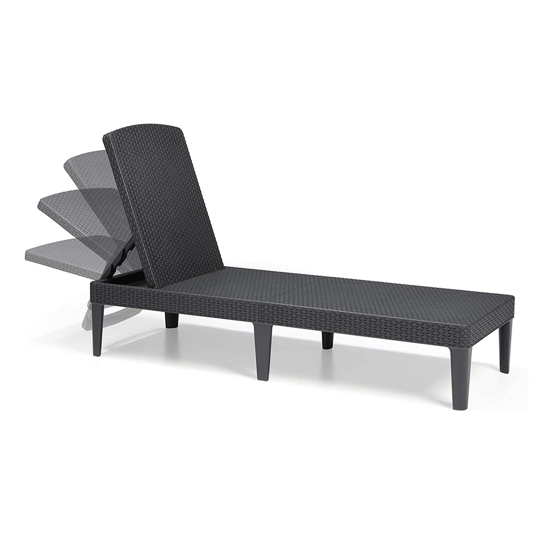 Nastavitelné zahradní lehátko Jaipur Sun Lounger v grafitové barvě + polštář na lehátko Jaipur, barva béžová, látka S-550 Melange, rozměry 190 × 60 cm