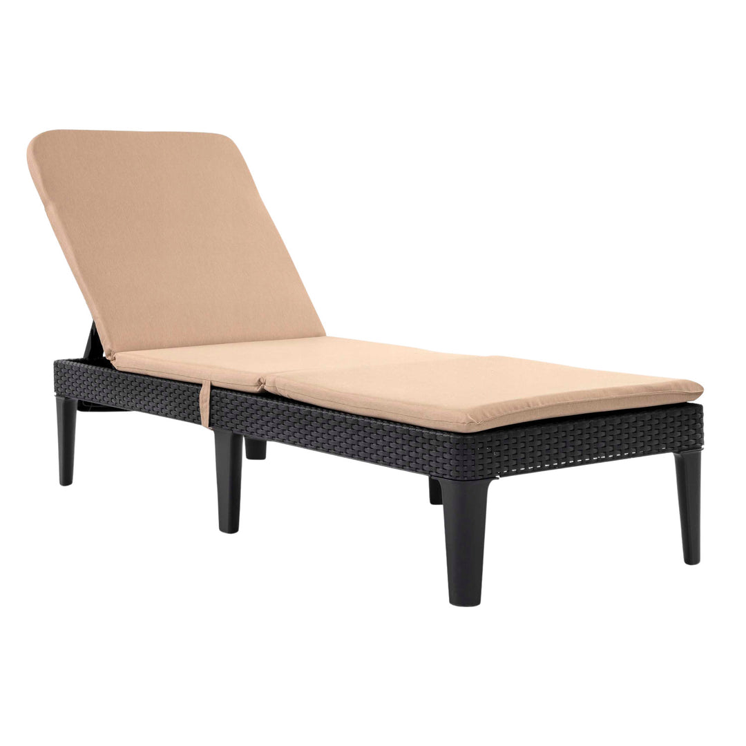 Nastavitelné zahradní lehátko Jaipur Sun Lounger v grafitové barvě + polštář na lehátko Jaipur, barva béžová, látka S-550 Melange, rozměry 190 × 60 cm