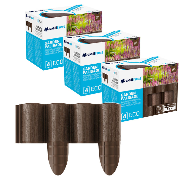 Zahradní palisáda Cellfast, dřevěný vzhled, mrazuvzdorná, délka 7,2 m, barva hnědá, 34-031