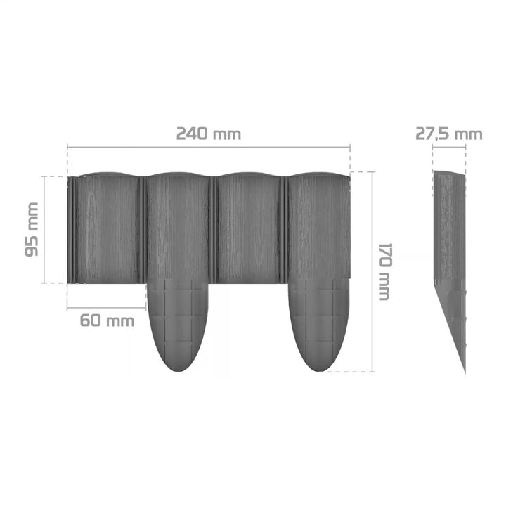 Zahradní palisáda Cellfast, dřevěný vzhled, mrazuvzdorná, délka 7,2 m, grafitová barva, 34-054
