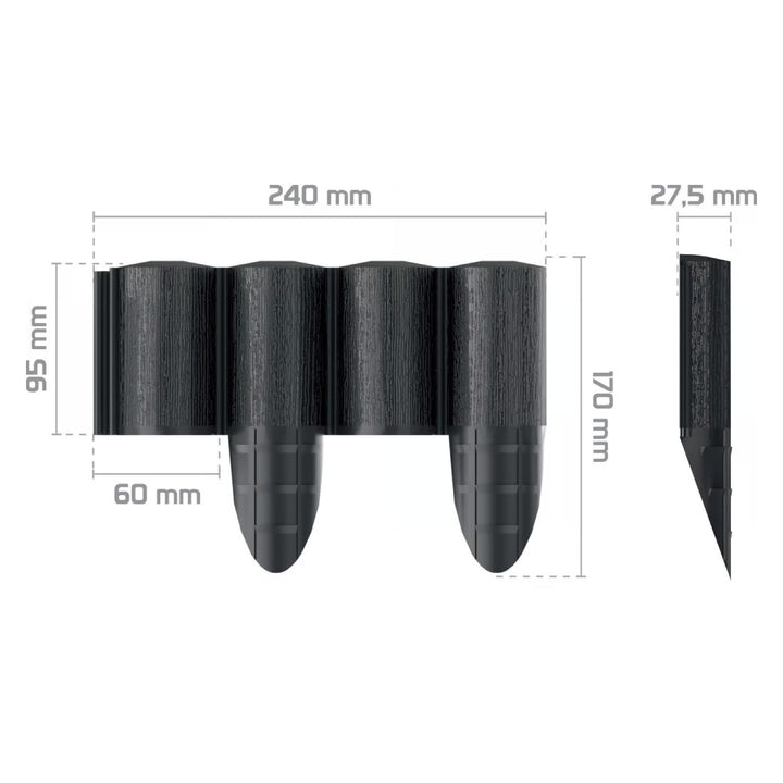 Zahradní palisáda Cellfast, dřevěný vzhled, mrazuvzdorná, délka 7,2 m, barva antracitová, 34-032