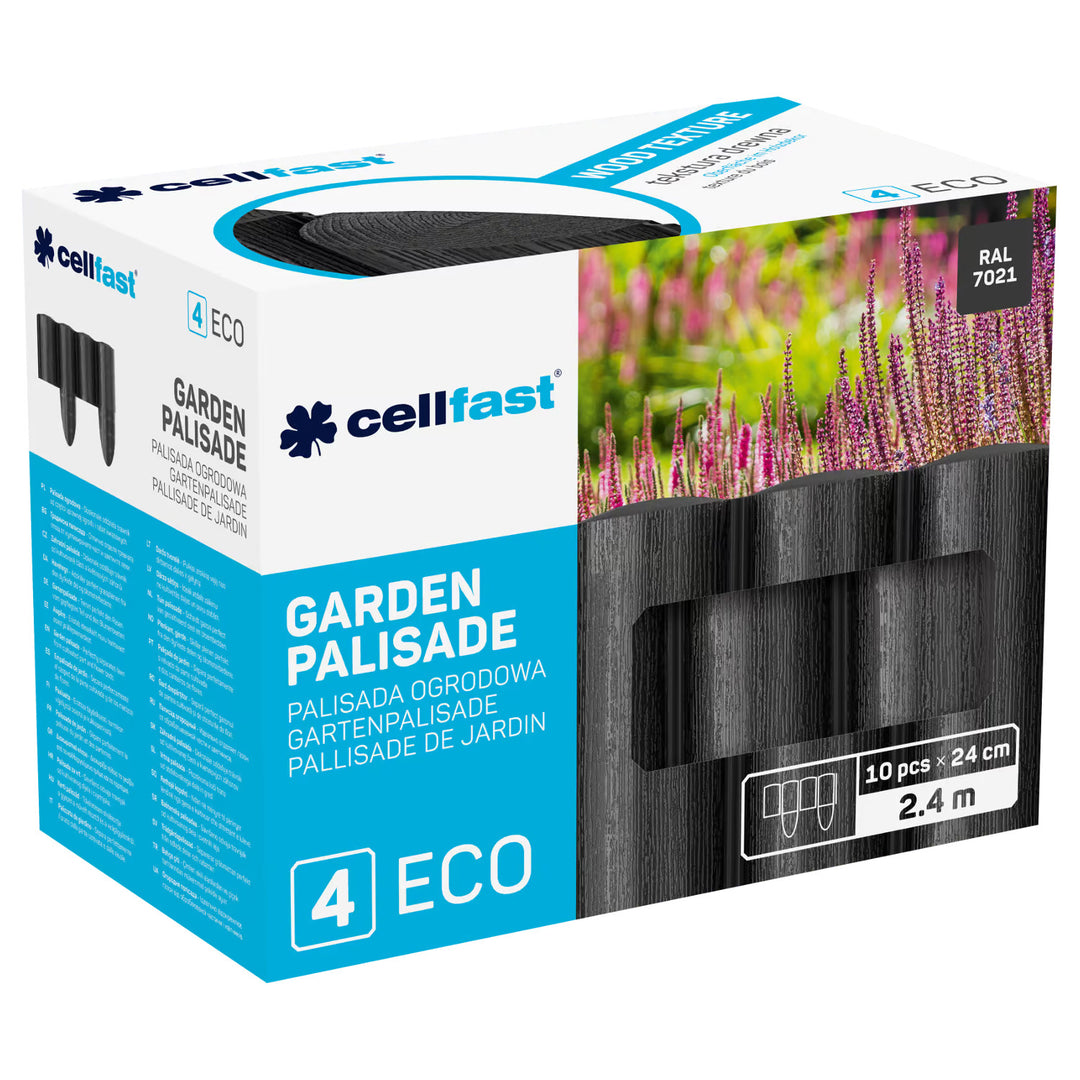 Zahradní palisáda Cellfast, dřevěný vzhled, mrazuvzdorná, délka 7,2 m, barva antracitová, 34-032