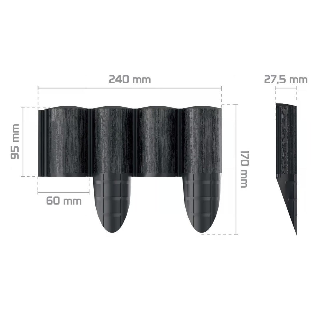 Zahradní palisáda Cellfast, dřevěný vzhled, mrazuvzdorná, délka 21,6 m, barva antracitová, 34-032