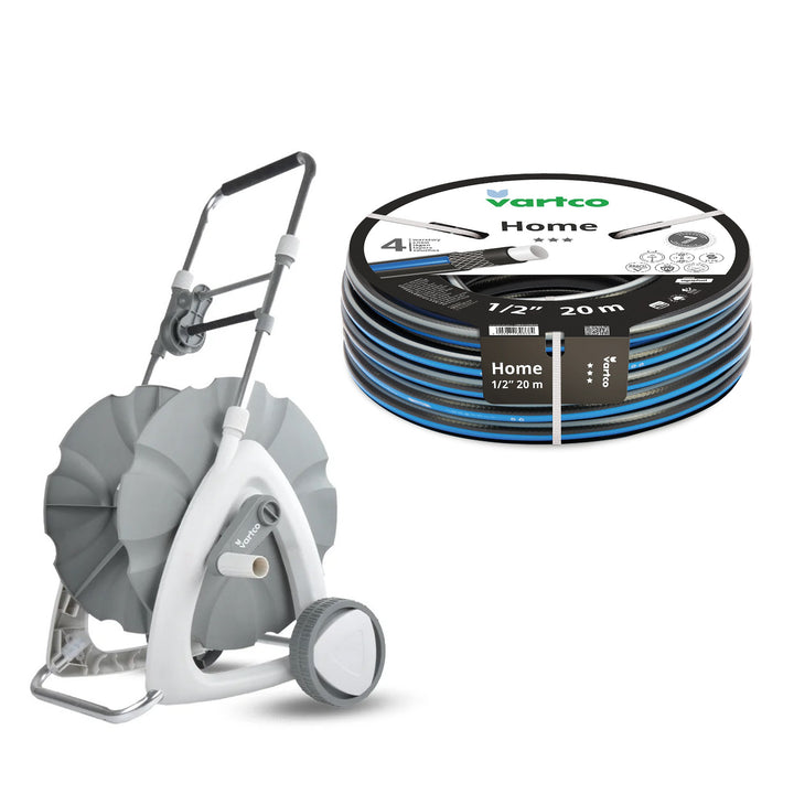 Vozík na zahradní hadici + zahradní hadice Vartco Home 1/2" 20 m Agaplast