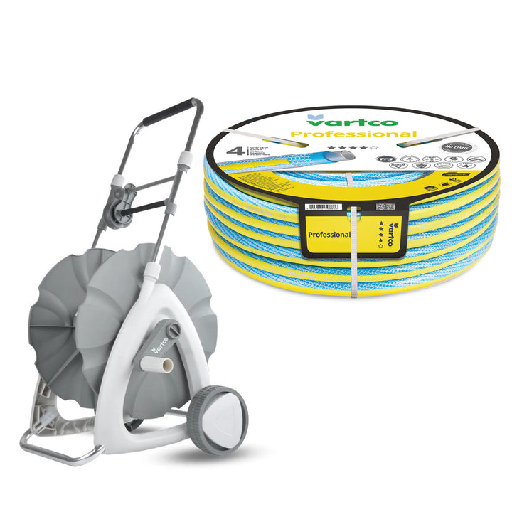 Vozík na zahradní hadici 1/2" 45 m + zahradní hadice Vartco Professional 1/2" 30 m Agaplast