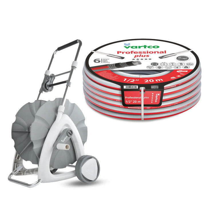 Vozík na zahradní hadici 1/2" 45 m + zahradní hadice Vartco Professional Plus 1/2" 20 m Agaplast