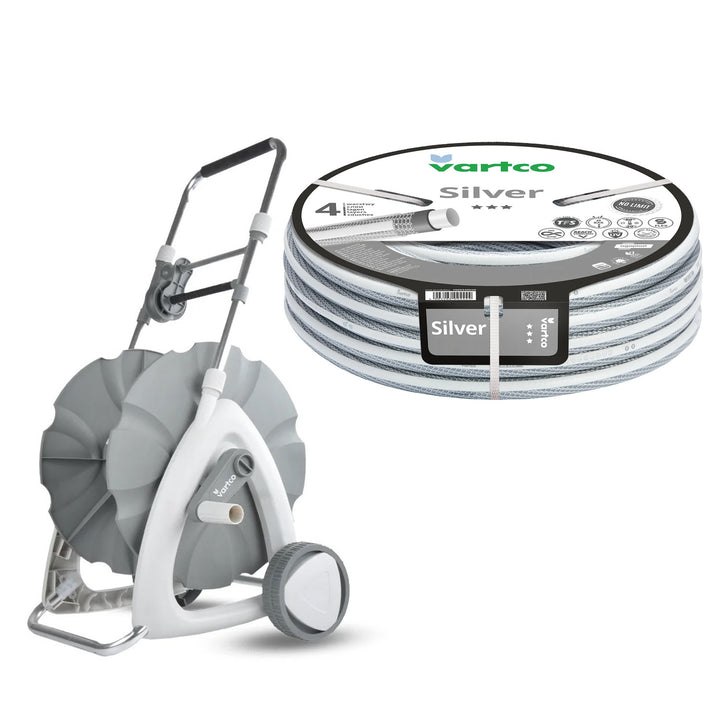 Vozík na zahradní hadici + zahradní hadice Vartco Silver 1/2" 30 m Agaplast