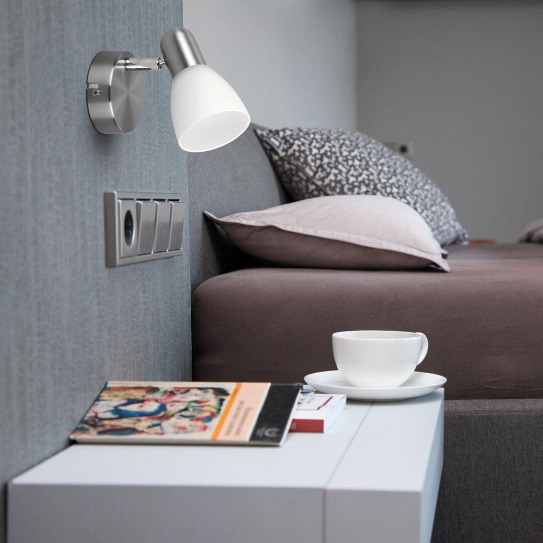Lampa Soma spot E14, max. 40 W, saténově chromovaná, opálová, 6301, 2 ks