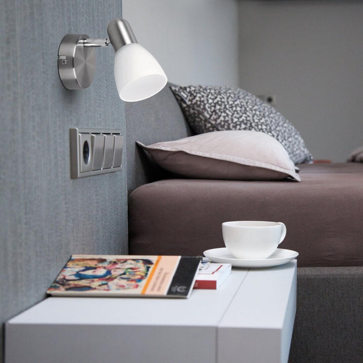 Lampa Soma spot E14, max. 40 W, saténově chromovaná, opálová, 6301, 2 ks