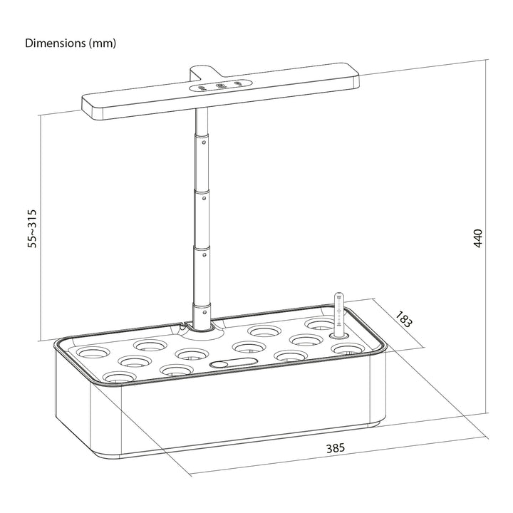 Inteligentní systém pro pěstování rostlin v interiéru GreenBlue, květináč SMART, objem 4 l, 220–240 V AC, 50/60 Hz, 0,4 A, GB133 + sada příslušenství