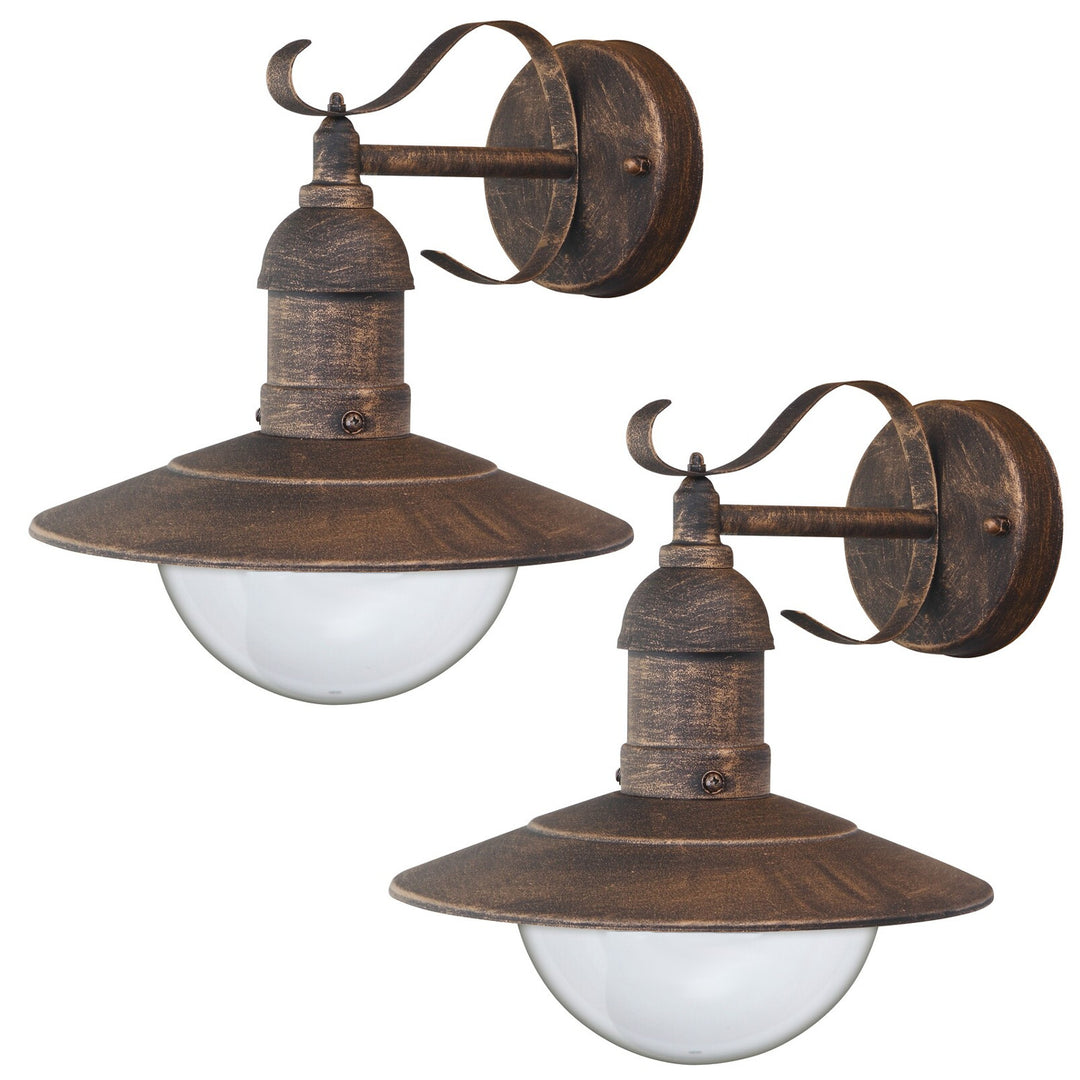 Venkovní svítidlo Oslo Rabalux na fasádu, zlaté, E27, max. 60 W, IP43, 230 V, 2 ks