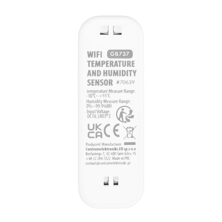 Senzor teploty a vlhkosti WiFi GreenBlue, Android/iOS/Alexa/Google Home, 3,0 V DC, LR03x2, GB737 + 2x baterie R-03 LR03 AAA alkalická Varta Industrial 4003