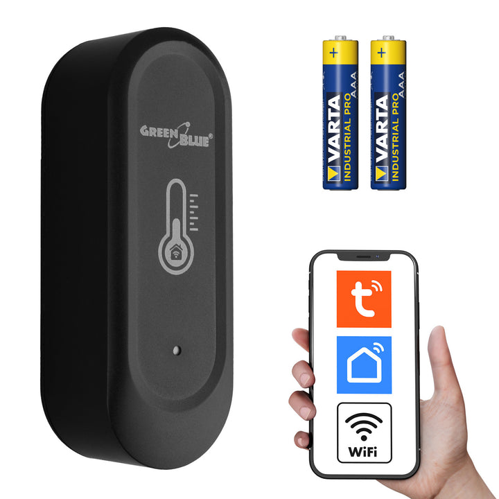 Externí WiFi senzor teploty a vlhkosti GreenBlue, Android/iOS, 3,0 V DC, LR03x2, IP65, GB741 + 2x alkalická baterie R-03 LR03 AAA Varta Industrial 4003