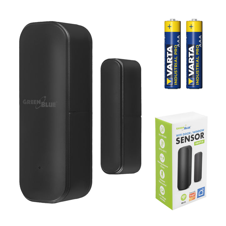 GB479 B Bezdrátový kontakt / WiFi snímač otevření GreenBlue, Android/iOS, pro dveře / okna, 3,0 V DC, LR03x2, GB479 B + 2x baterie R-03 LR03 AAA alkalická Varta Industrial 4003