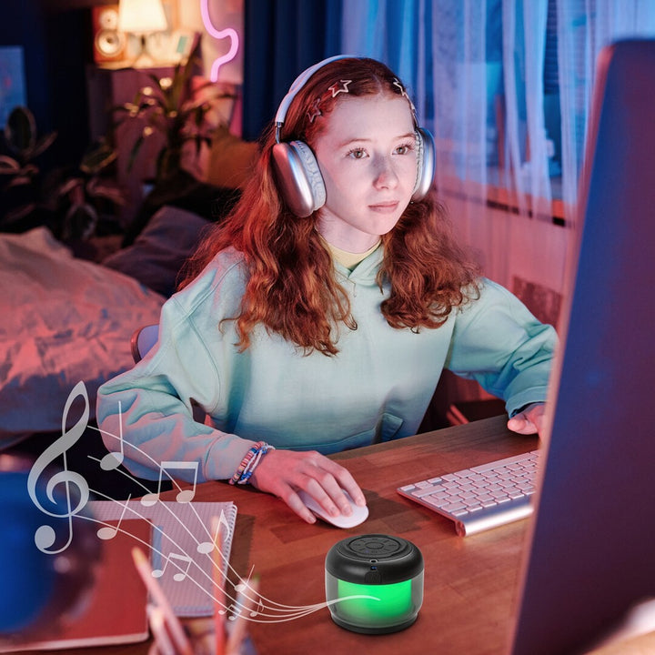 Stolní lampa Rabalux Radelia, Bluetooth reproduktor, RGB, černá, IP20, akumulátor, 76110