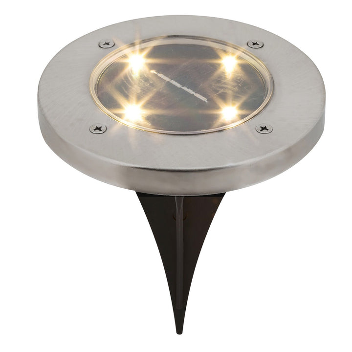 Solární zahradní lampa Rabalux Dannet, IP44, barva saténový chrom, 7975