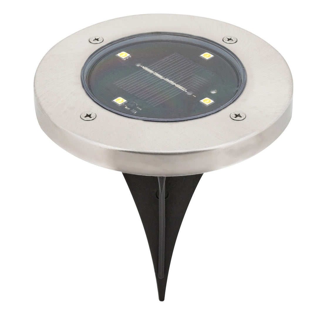 Solární zahradní lampa Rabalux Dannet, IP44, barva saténový chrom, 7975