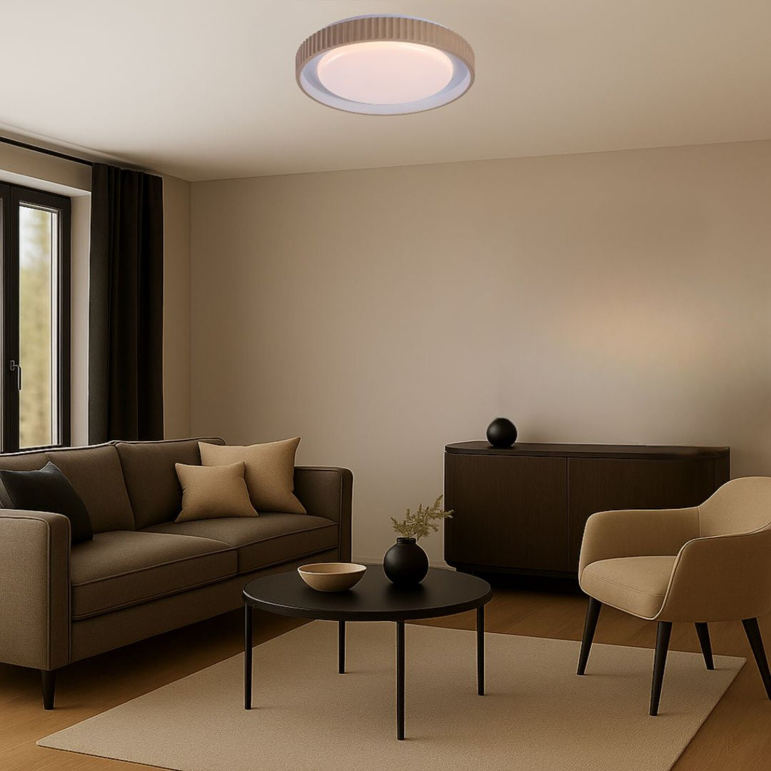 Svítidlo Pastello LED 48 W IP20, šedobéžové, 3000–6500 K, funkce paměti s dálkovým ovládáním, funkce časovače, efekt nočního světla, 71345