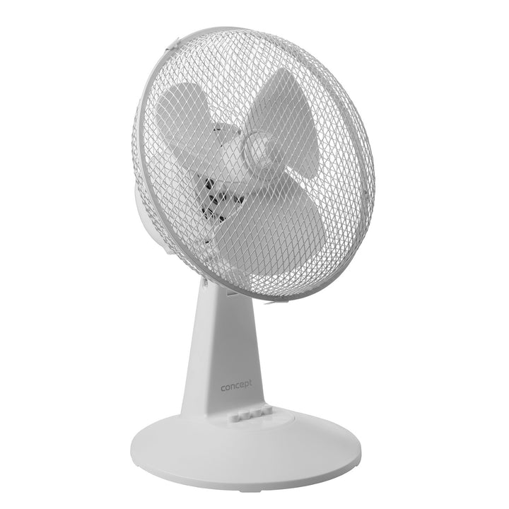 Stolní ventilátor Concept, bílá barva, 3 rychlosti, oscilace, tichý chod, nastavitelný sklon, VS5040