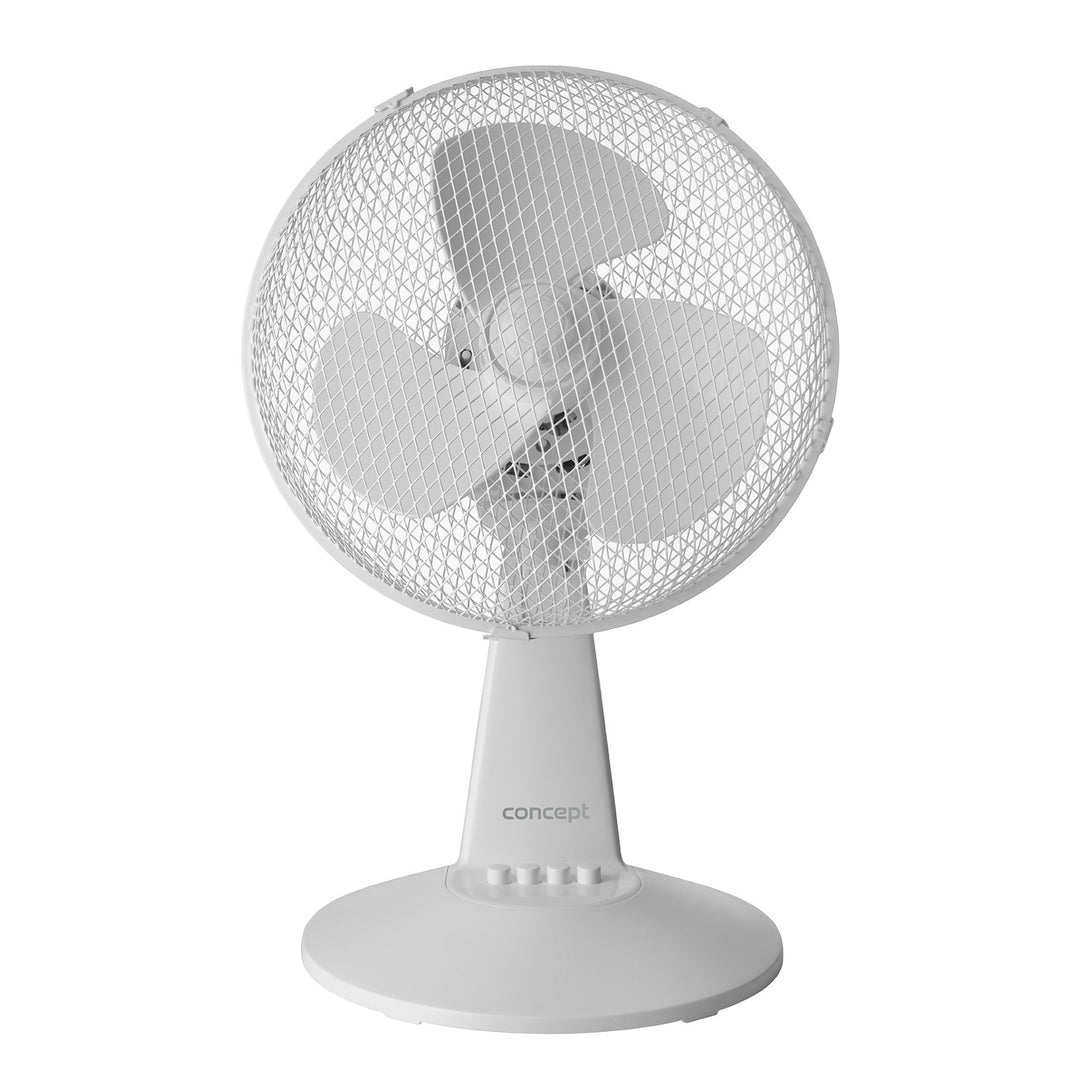 Stolní ventilátor Concept, bílá barva, 3 rychlosti, oscilace, tichý chod, nastavitelný sklon, VS5040
