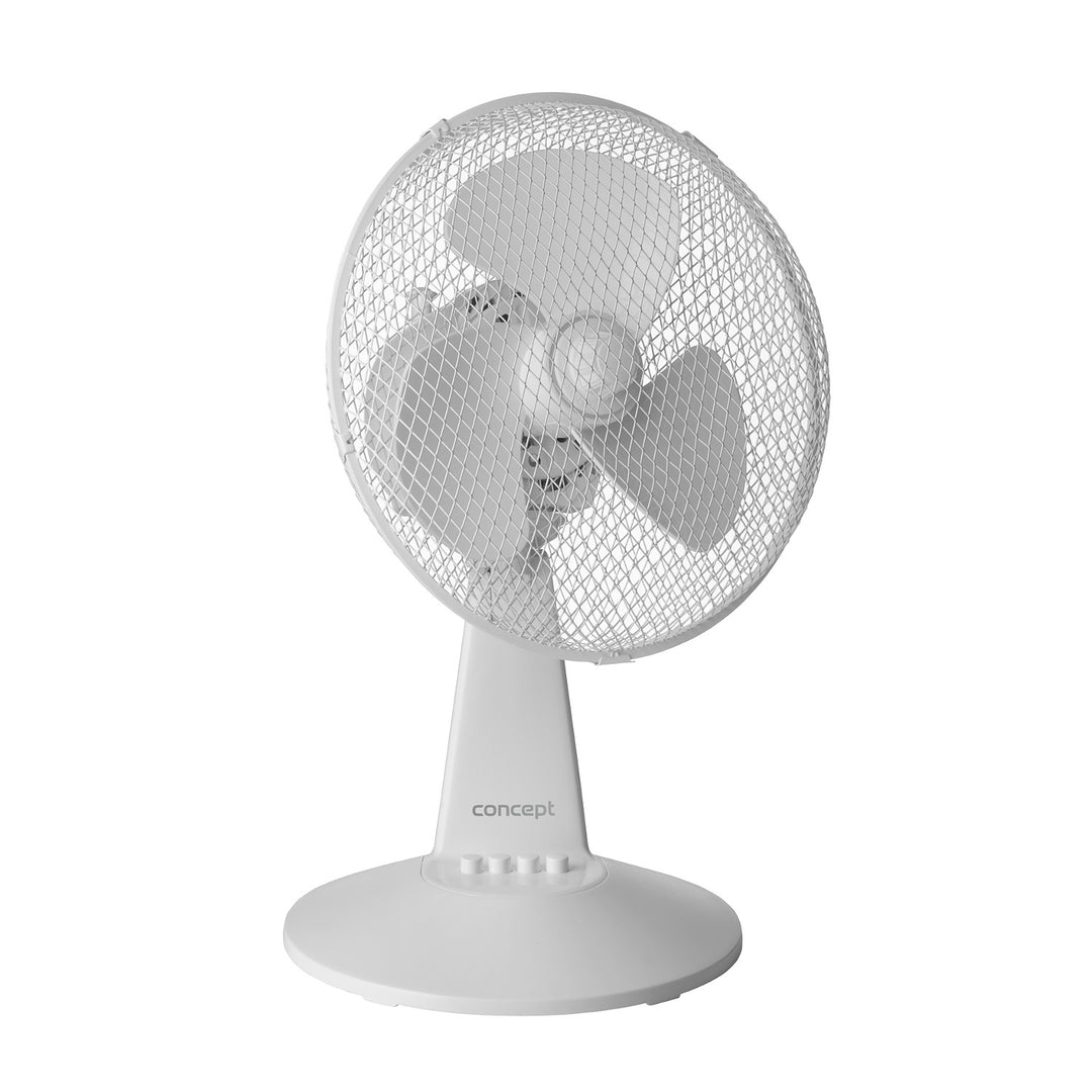 Stolní ventilátor Concept, bílá barva, 3 rychlosti, oscilace, tichý chod, nastavitelný sklon, VS5040