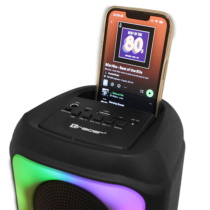 Bezdrátový reproduktor Tracer, Bluetooth 5.0, výkon RMS 20 W, režim karaoke, mikrofon, Powervox P2 TWS