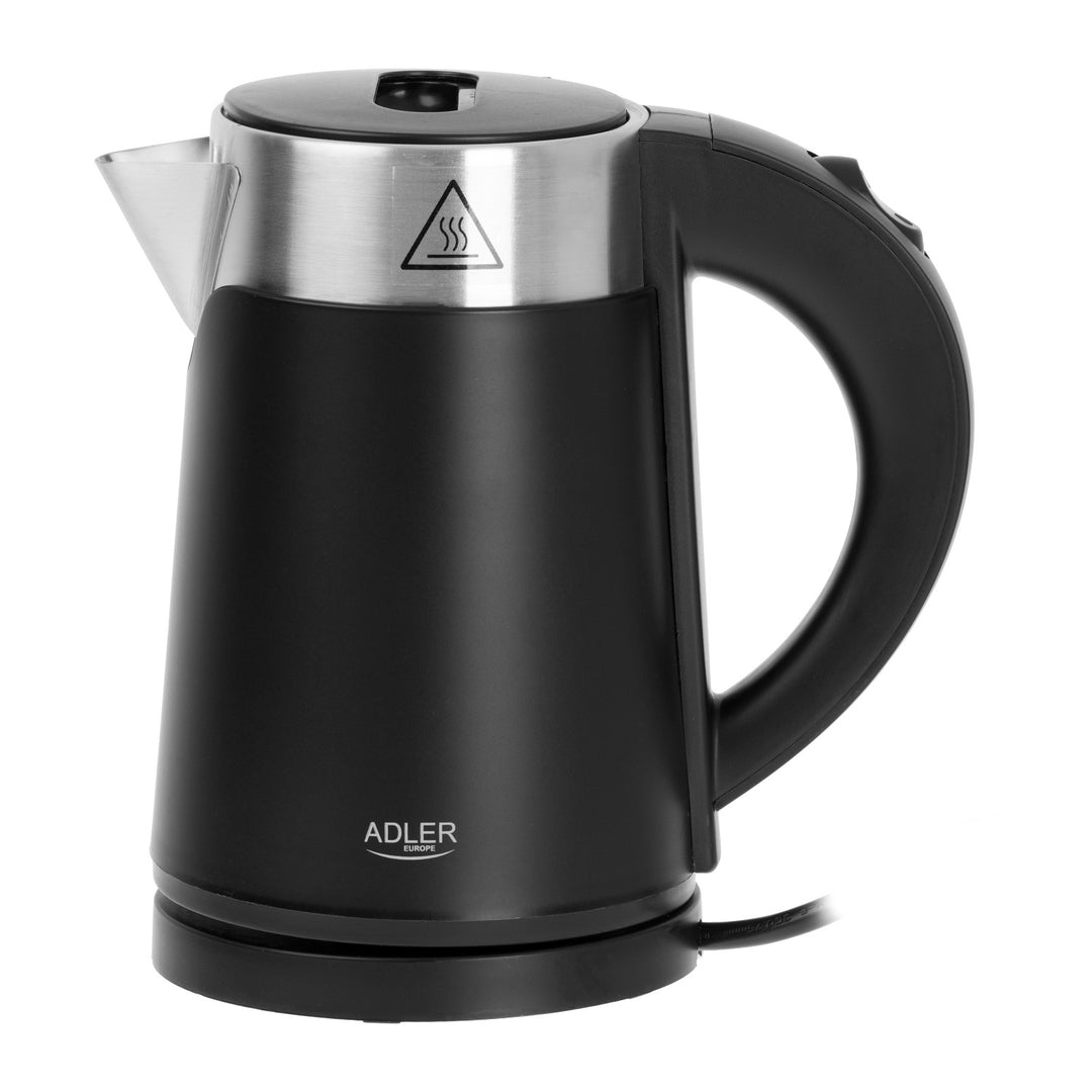 Elektrická konvice Adler, kovová, 0,6 l, tichá, výkon 800 W, černá. AD 1372