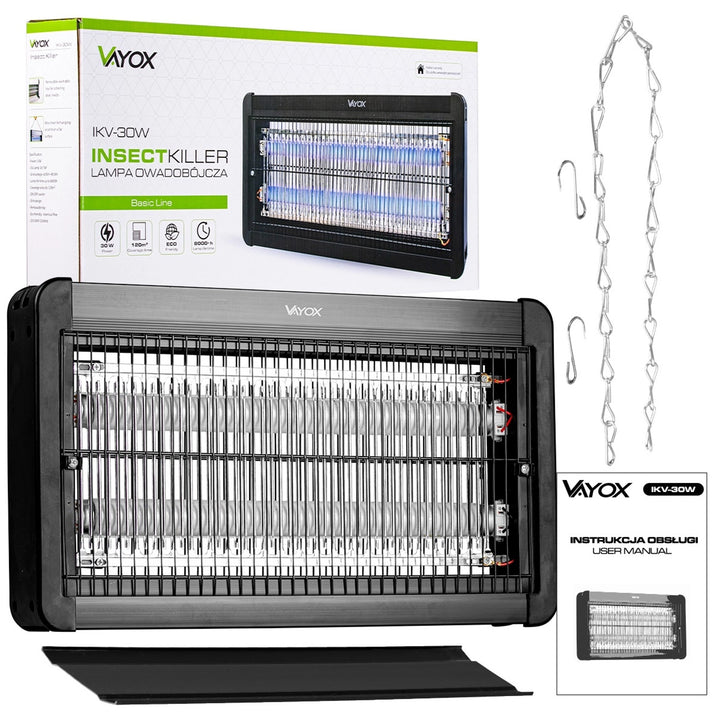 Lampa na hubení hmyzu – komáři, mouchy, můry, elektrická past, UV, 30 W, Vayox