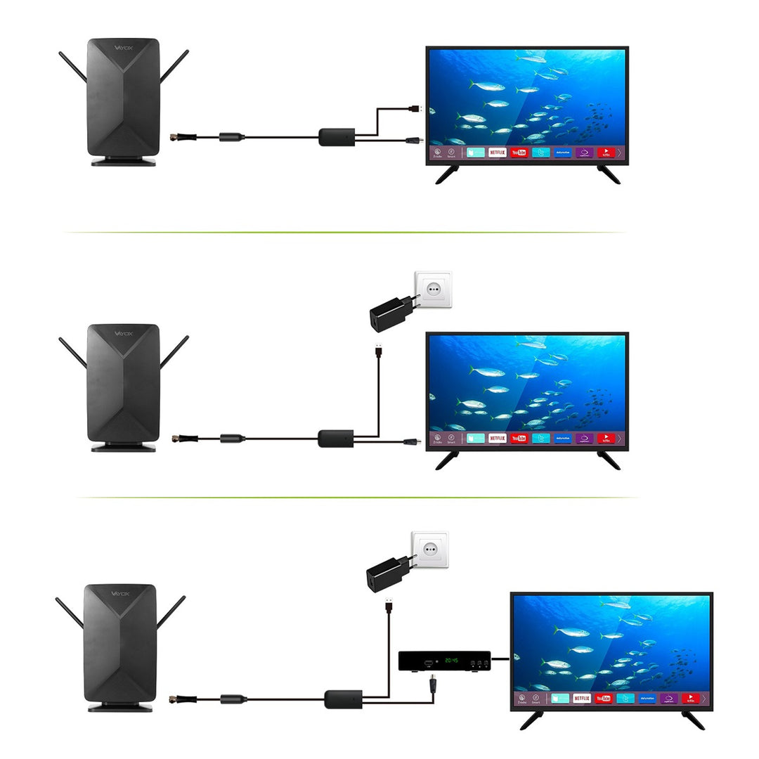 Aktivní anténa, pokojová, vnitřní, venkovní, DVB-T2, pozemní televize 4K, Vayox