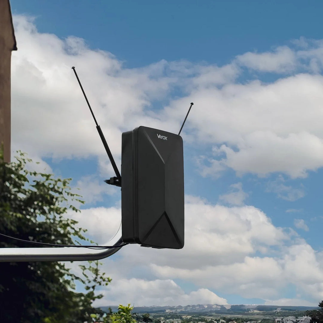 Aktivní anténa, pokojová, vnitřní, venkovní, DVB-T2, pozemní televize 4K, Vayox