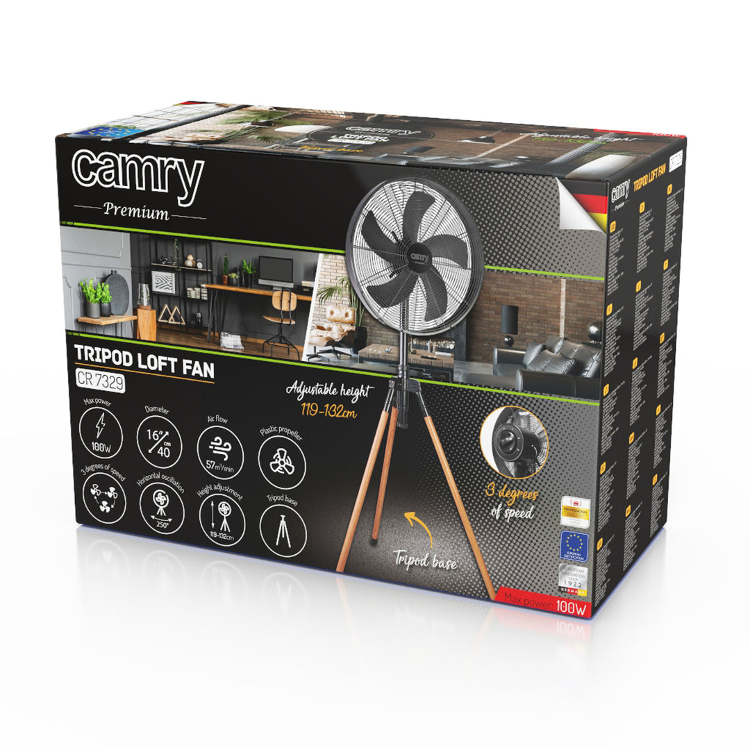 Ventilátor na stojanu Loft 40 cm / 16”, výška 119–132 cm, CR 7329, Camry