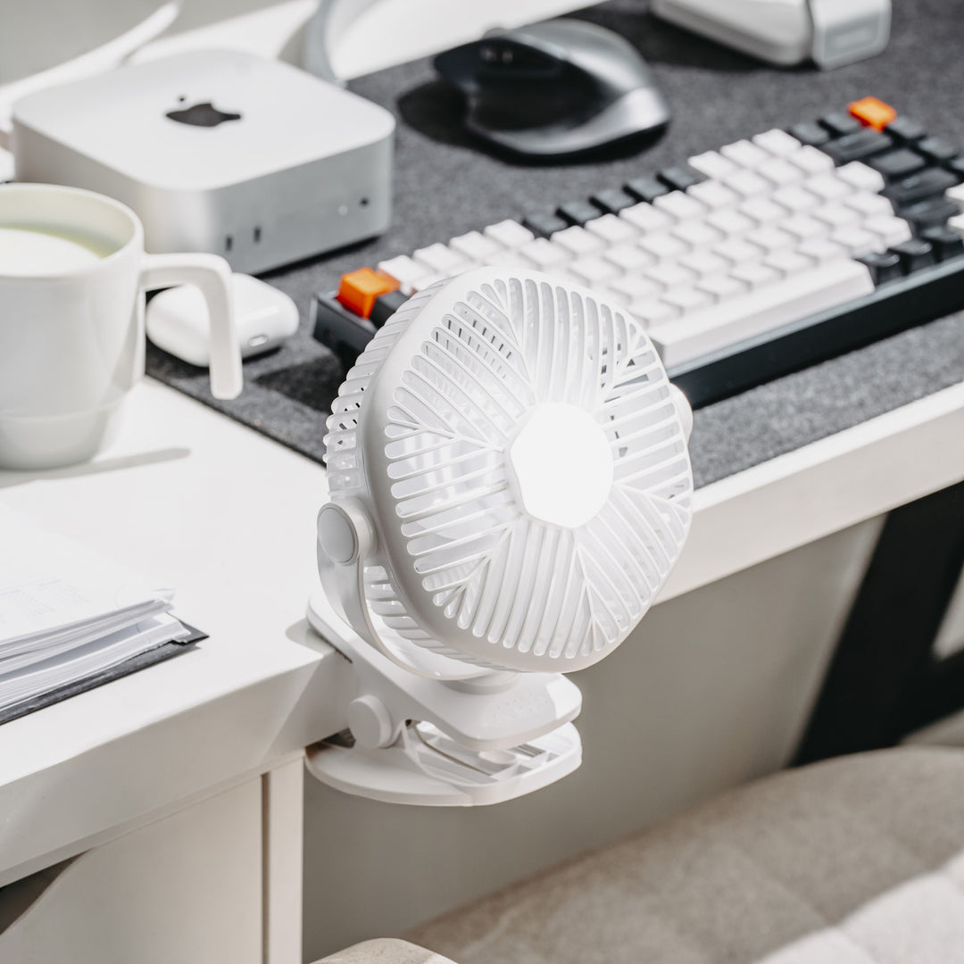 Akumulátorový ventilátor 5"/12,7 cm s klipem – USB / LED, AD 7335, Adler