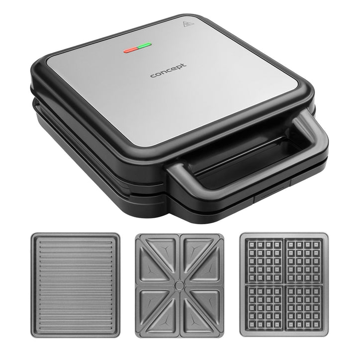 Sendvičovač Concept, tři vyměnitelné desky, výkon 1200 W, nepřilnavý povrch, kontrolka, SV3080