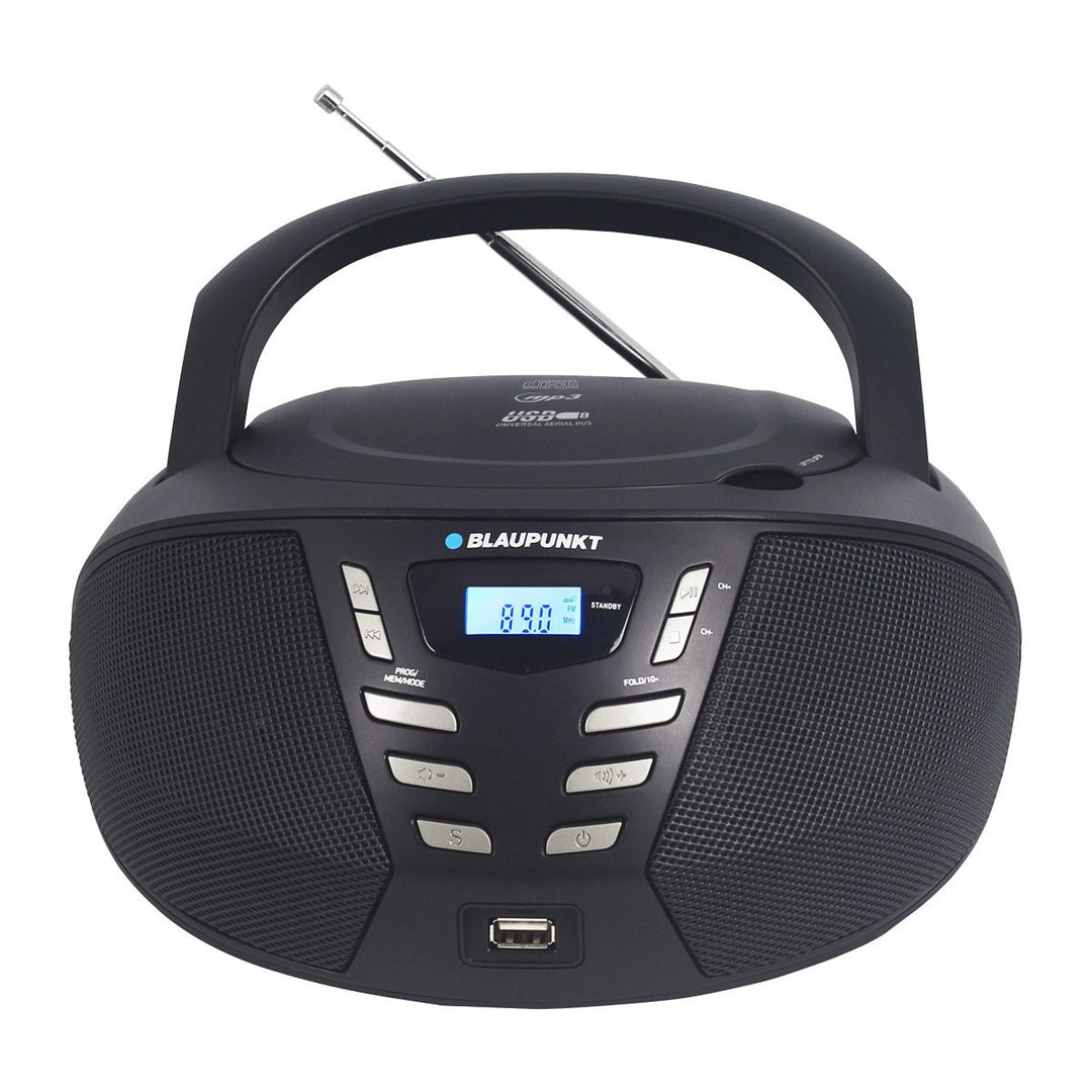 Boombox Blaupunkt, CD/MP3/USB/AUX, LCD displej, funkce budíku, FM tuner, BB7BK