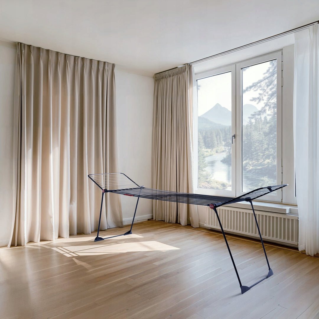 Sušák na prádlo Vileda Infinity Flex Ultimate, černý, sušicí plocha až 30 m, rozkládací, zvýšený rám, držáky na prádlo, integrovaná kolečka, 179620