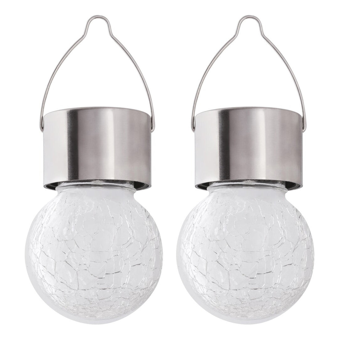 Solární lampa Rabalux Yola, 1 lm, IP44, barva saténový chrom, LED 0,06 W, 7850, 2 kusy
