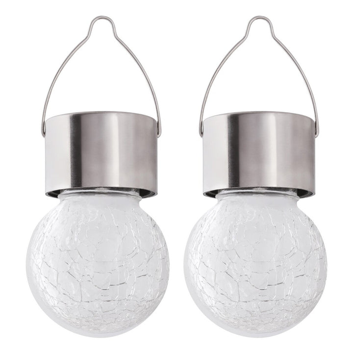 Solární lampa Rabalux Yola, 1 lm, IP44, barva saténový chrom, LED 0,06 W, 7850, 2 kusy