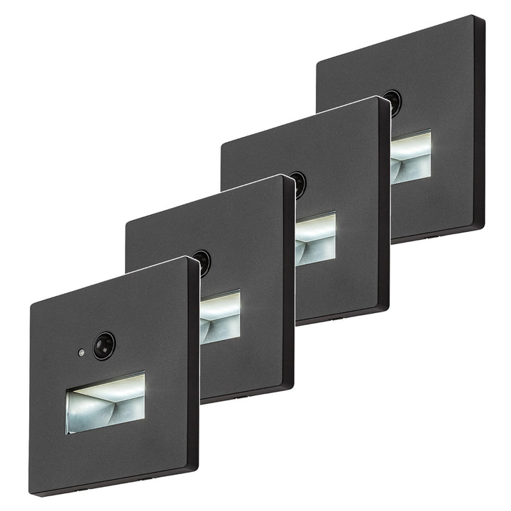 LED lampa Lunca 1 W, IP20, černá, 3000, 4500, 6500 K, snímač pohybu, snímač osvětlení, 77197, 4 kusy