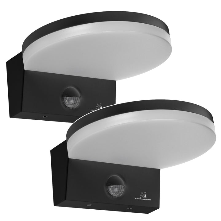 LED lampa s pohybovým senzorem Maclean, PIR senzor, černá barva, 15 W, IP65, 1560 lm, neutrální bílá barva (4000 K) MCE344 B, 2 kusy