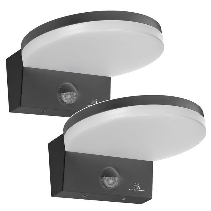 LED lampa s pohybovým senzorem Maclean, PIR senzor, šedá barva, 15 W, IP65, 1560 lm, neutrální bílá barva (4000 K) MCE344 GR, 2 kusy