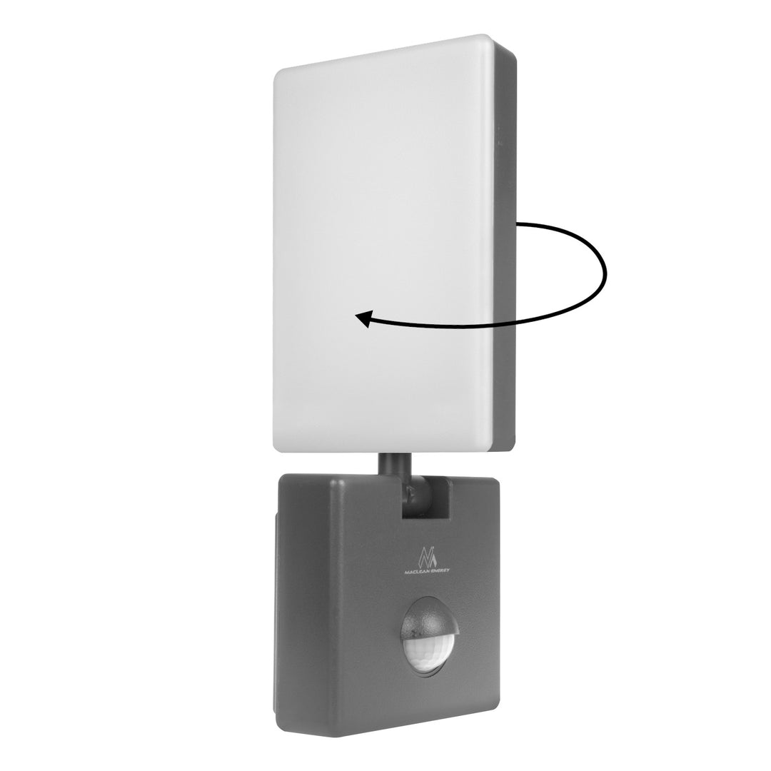 LED svítidlo s pohybovým senzorem Maclean, PIR senzor, šedá barva, 10 W, IP65, 800 lm, neutrální bílá barva (4000 K) MCE516 GR, 2 kusy
