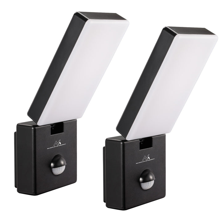 LED lampa s pohybovým senzorem Maclean, PIR senzor, černá barva, 10 W, IP65, 800 lm, neutrální bílá barva (4000 K) MCE516 B, 2 kusy