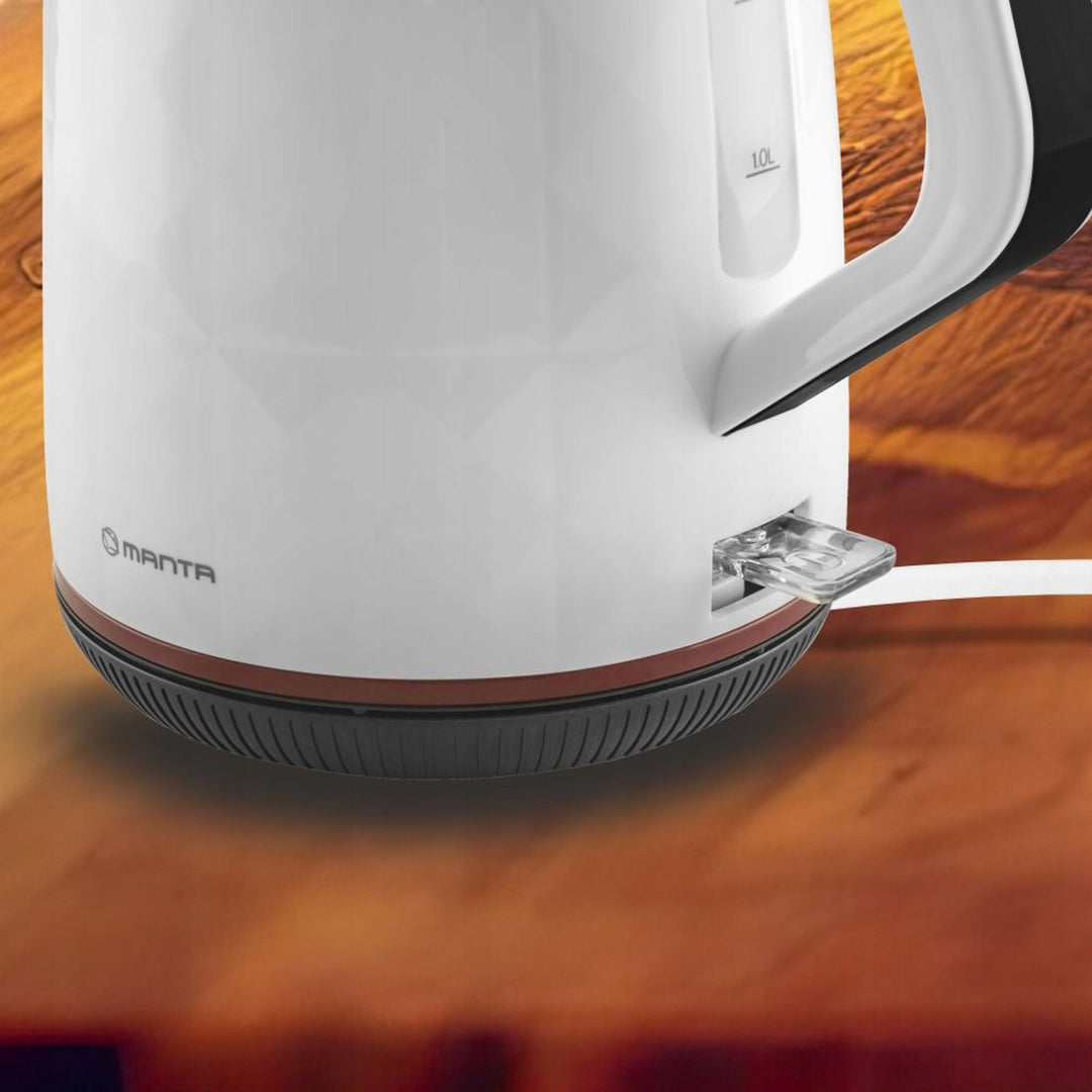 Bezdrátová elektrická konvice Manta ORISA 1,7 l, 2200 W, bílá