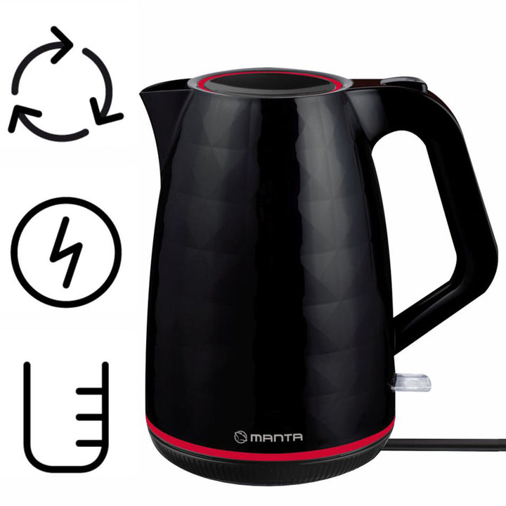 Bezdrátová elektrická konvice Manta ORISA 1,7 l, 2200 W, černá