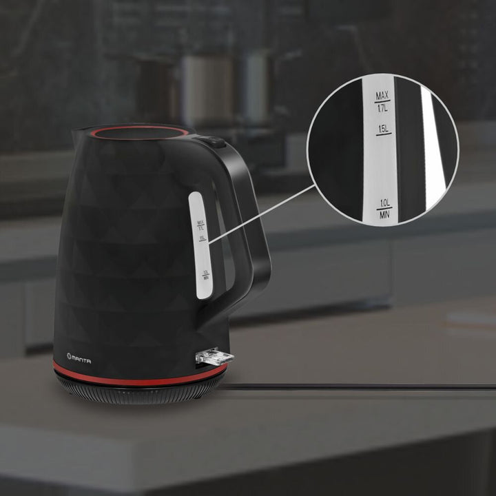 Bezdrátová elektrická konvice Manta ORISA 1,7 l, 2200 W, černá